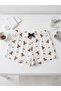 3-Piece Cotton Thin Breathable Satin Ribbon Waist Detail Ayicik-Li̇mon-Kurdele Patterned Shorts Single Bottom Pajamas - 2