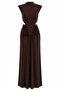 Low-Cut Waist Lycra Brown Maxi Dress