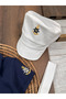 Sailor Polo Collar Hat Anchor Embroidered Linen Lycra Salopet Summer Baby Boy-Child Set - 2