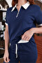 Premium Modal Fabric Polo Collar Zipper Detailed Comfortable Two-Piece Set - 4