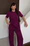Women's Plum Modal Fabric Short Sleeve Tracksuit Set 1098 - 5