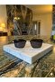 Retro Modern Square Framed Sunglasses with Goal and Brown Detail Trend Style Unisex - 3