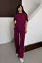 Women's Plum Modal Fabric Short Sleeve Tracksuit Set 1098 - 7