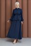 Pleated Front Double Suit in Navy Blue - 3