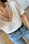 White Lace V-Neck Modal Tshirt - 4