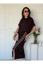 Cross-Striped Skirt Modal Suit Brown - 8