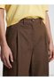 Brown high waist Pleated women's fabric trousers - 6