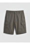 Khaki Regular Fit Gabardine Men's Cargo Shorts - 2