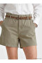 Khaki Belted Loose Fit Women's Jean Shorts - 6