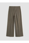 Khaki High Waist Striped Women's Trousers - 4