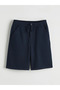 Navy Blue Boys' Shorts with Elastic Waist - 2