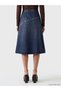 Navy Blue Waist Zippered Stoned A-Line Jean Skirt - 5