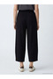 Black Textured Women's Trousers with Elastic Waist - 5