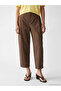 Brown high waist Pleated women's fabric trousers - 5