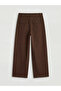 Brown Wide Leg Women's Gabardine Trousers - 5