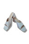 Women's Shiny Leather Thick-Heeled Slippers - 6