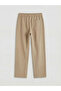 Beige Boys' Poplin Trousers with Elastic Waist
