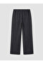 Navy Blue Striped Linen Blend Women's Trousers - 6