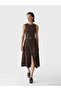 Brown Belted Slit Midi Skirt - 3
