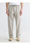 Beige Comfortable Fit Linen Look Men's Trousers - 4