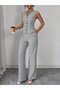 Women's Strappy Button-Front Blouse and Pants Linen Two-Piece Set - 2