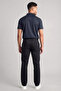Men's Logo Label Short Sleeve Navy Blue Polo Collar T-Shirt - 4