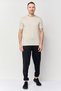 Men Sportswear Fit Short Sleeve Outdoor T-Shirt, Beige - 2