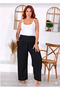 Women's Wide Leg Sweatpants 3-Pack - Black Gray Navy Blue - Relaxed Fit High Waist Sweatpants - 2