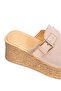 Women's Genuine Leather Wedge Heeled Slippers 6362 Mink Suede - 6