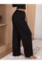 Women's Black Wide-Leg Sweatpants - High-Waisted Relaxed Fit Two-Thread Seasonal Sweatpants - 2