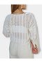Women's Lace-Up Patterned Openwork 100% Cotton Seasonal Spring/Summer Open Front Knitwear Cardigan Sweater - 3