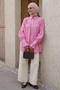 Ruffled Sleeve Pink Shirt - 4