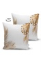 Double Sided Gold Colored 3d Palm Leaves Modern Suede Pillow Throw Pillow Cover - 2