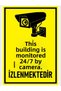 7/24 Security Camera Warning Sign Yellow Black Self-Adhesive Foil Size A4