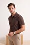 Brown Regular/Normal Cut Textured Polo Neck T-Shirt Tmnss26Po00005