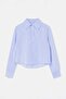 Blue Crop V-Neck Half Placket Buttoned Shirt Tdrss26Go00085 - 5
