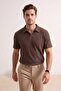 Brown Regular/Normal Cut Textured Polo Neck T-Shirt Tmnss26Po00005 - 2