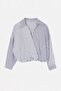 Navy Blue Double-Breasted Collared Crop Skirt Elastic Striped Shirt Tdrss26Go00082 - 4