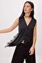 Siyah Dantel Detaylı Saten Bluz TWOSS26BZ00683