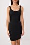 Siyah Bodycon/Vücuda Oturan Kare Yaka Kalın Askılı Kolsuz Mini İnterlok Örme Elbise TWOSS26EL00755 - 6