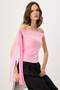 Pembe Asimetrik Yaka Kolsuz Sandy Party Bluz TPRSS26BZ00060 - 2