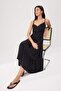 Black Strap Skater/Waist Cut-Out Midi Woven Dress Twoss26El00982 - 2