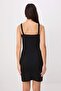 Siyah Bodycon/Vücuda Oturan Kare Yaka Kalın Askılı Kolsuz Mini İnterlok Örme Elbise TWOSS26EL00755 - 7