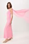 Pembe Pelerinli Örme Tül Maxi Abiye & Mezuniyet Elbisesi TPRSS26AE00033 - 2