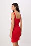 Kırmızı Bodycon/Vücuda Oturan Kare Yaka Kalın Askılı Kolsuz Mini İnterlok Örme Elbise TWOSS26EL00755 - 4