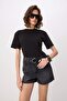 Anthracite High Waist 100% Cotton Denim City Shorts Twoss26Sr00050 - 2