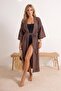 Brown Woven Maxi Beach Belted Kimono&Kaftan Tbess23Km00028 - 3