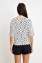 Ekru Puantiyeli Regular/Normal Kalıp Kayık Yaka Soft Touch Örme T-shirt TWOSS26TS00300 - 8