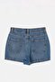 Koyu Mavi Yüksek Bel %100 Pamuk Denim City Şort TWOSS26SR00050 - 6