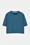 Petrol Çizgili Boxy/Relaxed Kalıp Kısa Kollu Örme T-Shirt TWOSS26TS00048 - 5